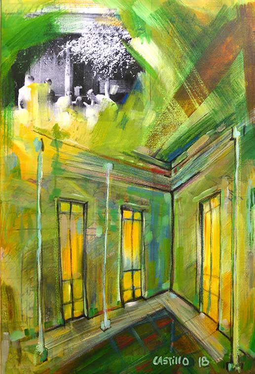 Fotografía intervenida con interior de Escuela Experimental Artística realizada por Manuel Castillo.